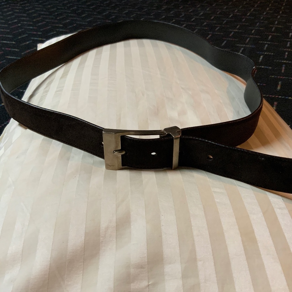 Salvatore Ferragamo unisex brown suede belt